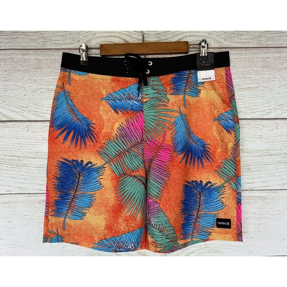 Hurley Board Shorts Mens Size 29 Tropical Leaves Quick Dry Shorts 20" New 29